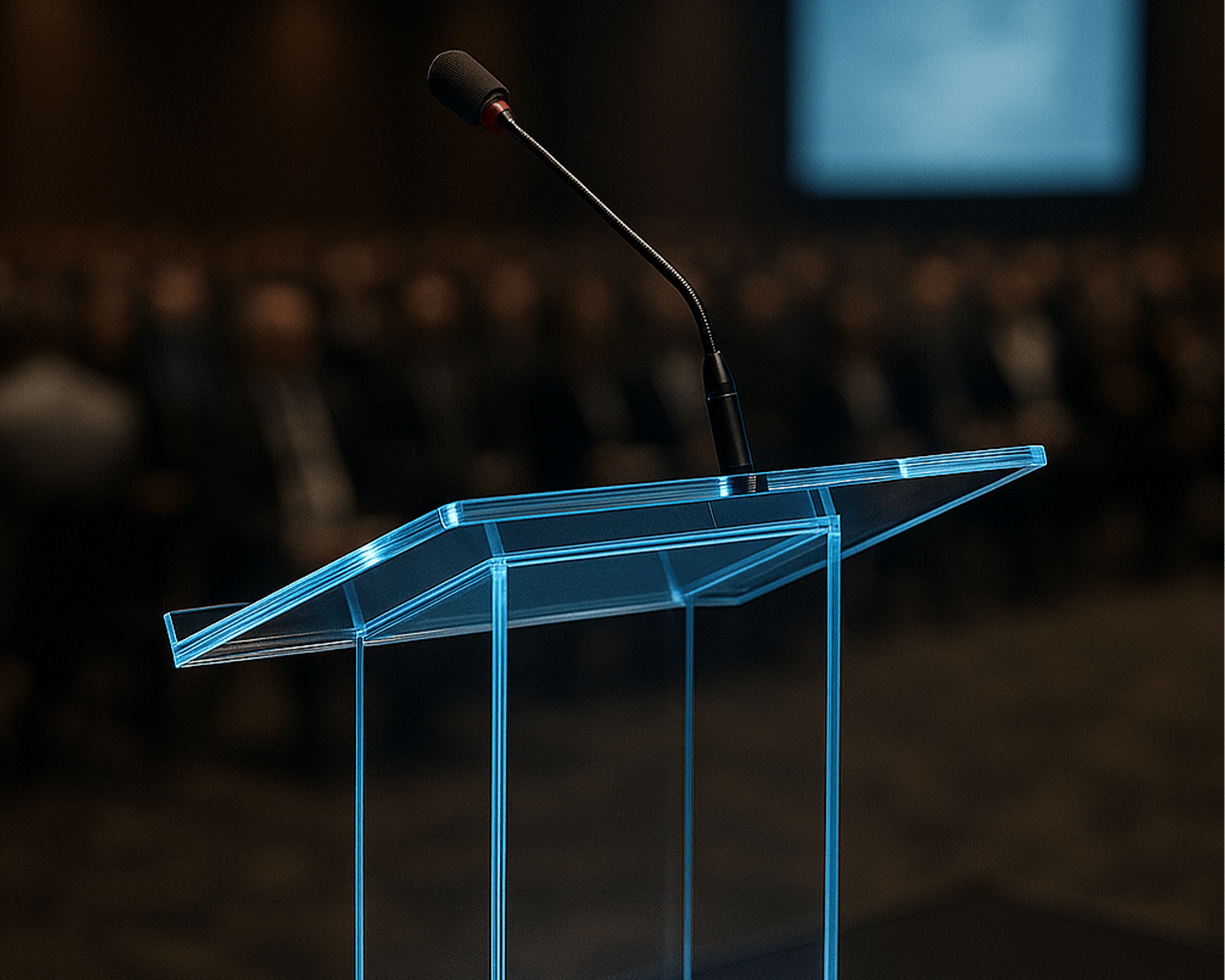 Image of an equipment named Glass Podiums available for rent at Amplify Marketing